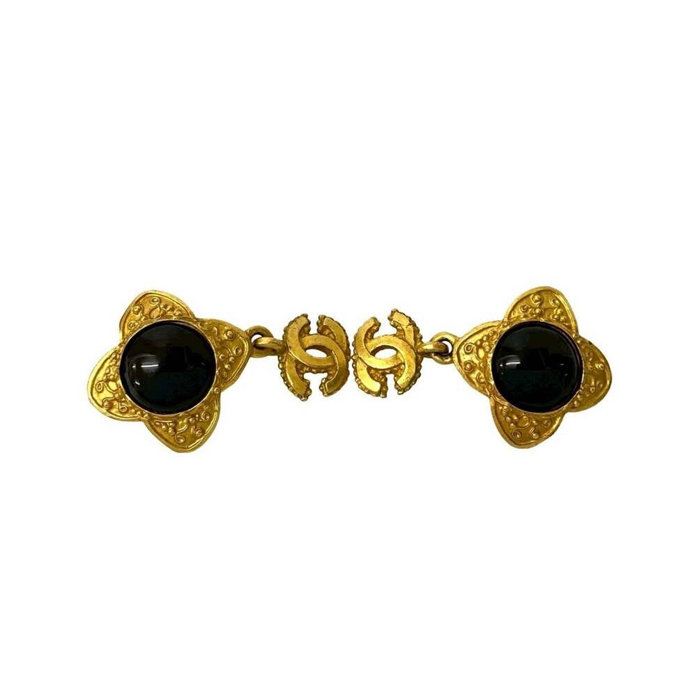 CHANEL Authentic Vintage Black Logo Earrings - Picture 4 of 6